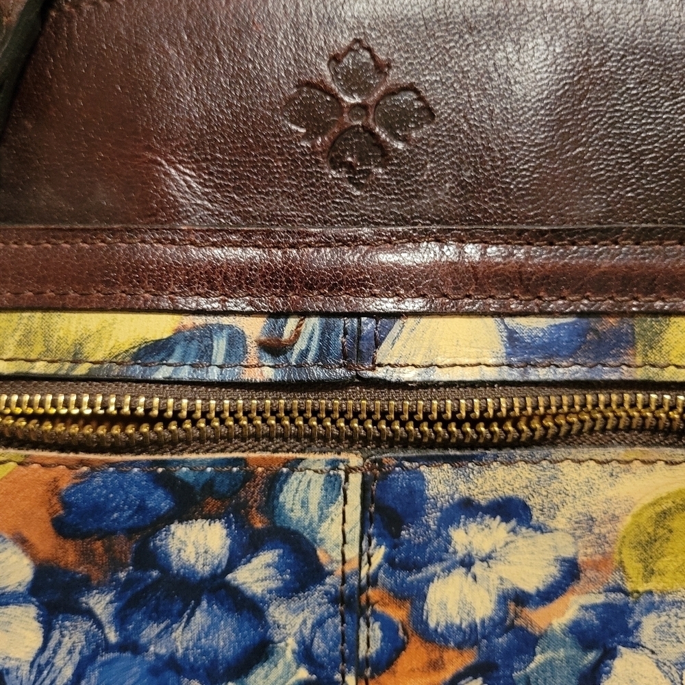 Patricia Nash Blue Clay Poppy Leather Tote Tassle Zipper Floral Western Boho Bag - Picture 6 of 12